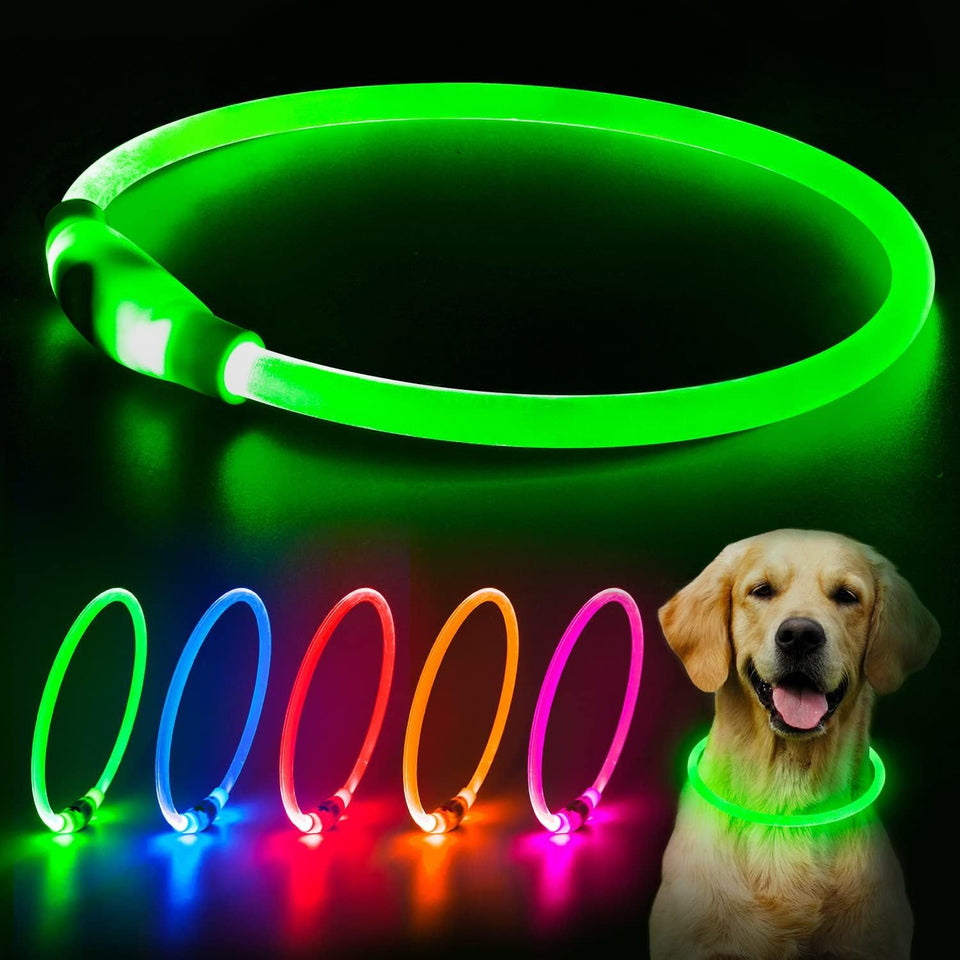 LED Dog Collar USB Rechargeable Glowing Pet Collars Lighted