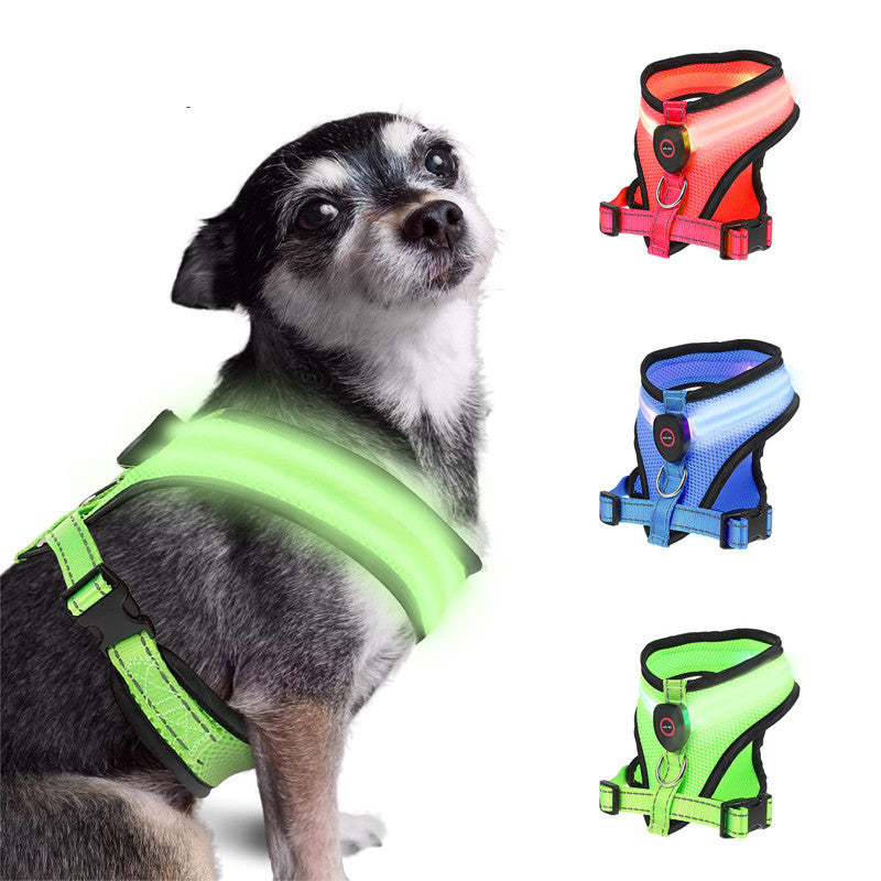 Pet Supplies Rechargeable Mesh LED Lighted Dog Harness